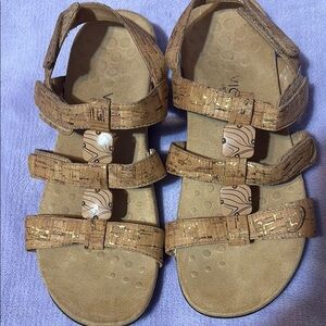 Vionic Tan Strappy Sandals with Buckle Closures